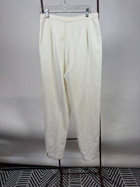 Sandra Ow-Wing For N.R.1 Vintage White Cotton High-Waisted Trousers Size 14
